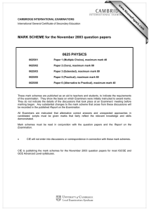 MARK SCHEME for the November 2003 question papers  0625 PHYSICS www.XtremePapers.com