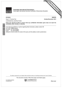 www.XtremePapers.com Cambridge International Examinations 0625/52 Cambridge International General Certificate of Secondary Education