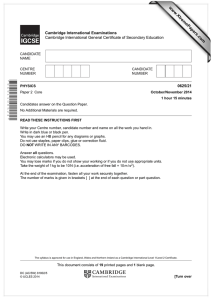 www.XtremePapers.com Cambridge International Examinations 0625/21 Cambridge International General Certificate of Secondary Education