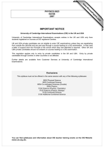 IMPORTANT NOTICE www.XtremePapers.com PHYSICS 0625 IGCSE