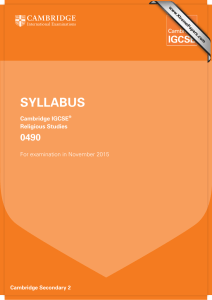 SYLLABUS 0490 Cambridge IGCSE Religious Studies
