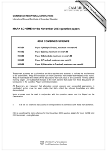 MARK SCHEME for the November 2003 question papers  0653 COMBINED SCIENCE www.XtremePapers.com