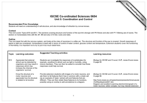 IGCSE Co-ordinated Sciences 0654 Unit 5: Coordination and Control  www.XtremePapers.com