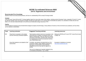 IGCSE Co-ordinated Sciences 0654 Unit 8: Organisms and environment  www.XtremePapers.com