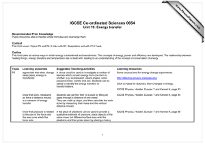 IGCSE Co-ordinated Sciences 0654 Unit 19: Energy transfer  www.XtremePapers.com