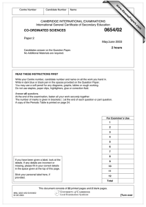 0654/02 CO-ORDINATED SCIENCES