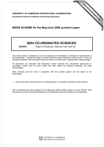0654 CO-ORDINATED SCIENCES  MARK SCHEME for the May/June 2008 question paper