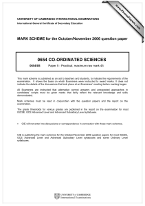 0654 CO-ORDINATED SCIENCES  MARK SCHEME for the October/November 2006 question paper