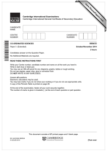 www.XtremePapers.com Cambridge International Examinations 0654/33 Cambridge International General Certificate of Secondary Education