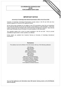 IMPORTANT NOTICE www.XtremePapers.com CO-ORDINATED SCIENCES 0654 IGCSE