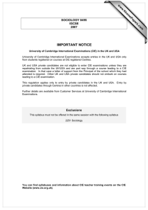 IMPORTANT NOTICE www.XtremePapers.com SOCIOLOGY 0495 IGCSE