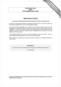 IMPORTANT NOTICE www.XtremePapers.com SOCIOLOGY 0495 IGCSE