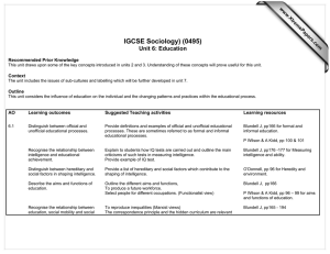 IGCSE Sociology) (0495) Unit 6: Education  www.XtremePapers.com