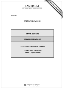 MARK SCHEME MAXIMUM MARK: 60 INTERNATIONAL GCSE SYLLABUS/COMPONENT: 0488/01