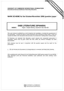 0488 LITERATURE (SPANISH)  MARK SCHEME for the October/November 2008 question paper