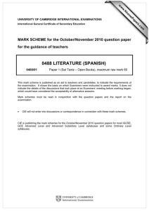 0488 LITERATURE (SPANISH)  MARK SCHEME for the October/November 2010 question paper