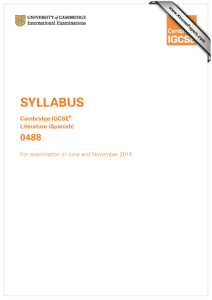 SYLLABUS 0488 Cambridge IGCSE Literature (Spanish)