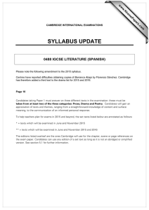SYLLABUS UPDATE 0488 IGCSE LITERATURE (SPANISH) www.XtremePapers.com
