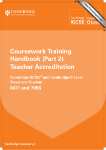 Coursework Training Handbook (Part 2): Teacher Accreditation 0471 and 7096