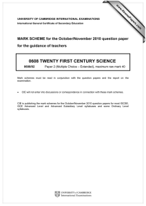 0608 TWENTY FIRST CENTURY SCIENCE  for the guidance of teachers