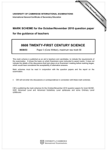 0608 TWENTY-FIRST CENTURY SCIENCE  for the guidance of teachers