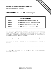 MARK SCHEME for the June 2004 question papers  9706 ACCOUNTING www.XtremePapers.com