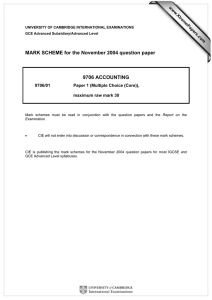 MARK SCHEME for the November 2004 question paper  9706 ACCOUNTING www.XtremePapers.com