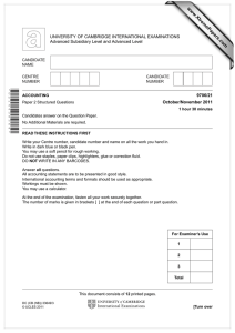 www.XtremePapers.com UNIVERSITY OF CAMBRIDGE INTERNATIONAL EXAMINATIONS Advanced Subsidiary Level and Advanced Level 9706/21