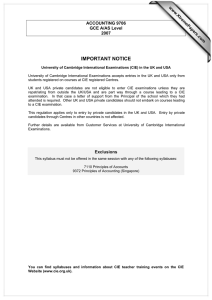 IMPORTANT NOTICE www.XtremePapers.com ACCOUNTING 9706 GCE A/AS Level