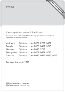 Syllabus Cambridge International A &amp; AS Level