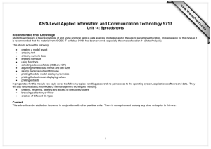 AS/A Level Applied Information and Communication Technology 9713 Unit 14: Spreadsheets  www.XtremePapers.com