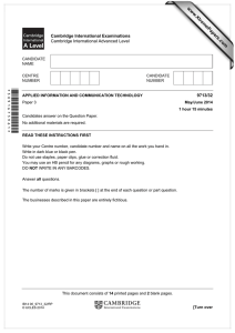 www.XtremePapers.com *3091675961* Cambridge International Examinations Cambridge International Advanced Level