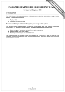 STANDARDS BOOKLET FOR GCE AS APPLIED ICT (9713 Paper 3) www.XtremePapers.com INTRODUCTION