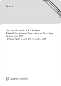 Syllabus Cambridge International A &amp; AS Level Applied Information and Communication Technology