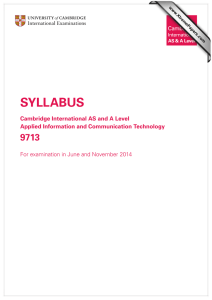 SYLLABUS 9713 Cambridge International AS and A Level Applied Information and Communication Technology