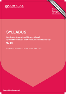 SYLLABUS 9713 Cambridge International AS and A Level Applied Information and Communication Technology