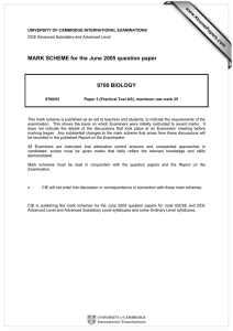 MARK SCHEME for the June 2005 question paper  9700 BIOLOGY www.XtremePapers.com