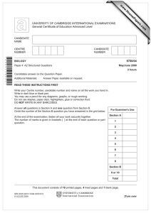 www.XtremePapers.com UNIVERSITY OF CAMBRIDGE INTERNATIONAL EXAMINATIONS General Certificate of Education Advanced Level 9700/04