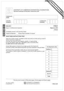 www.XtremePapers.com UNIVERSITY OF CAMBRIDGE INTERNATIONAL EXAMINATIONS General Certificate of Education Advanced Level 9700/41