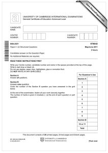 www.XtremePapers.com UNIVERSITY OF CAMBRIDGE INTERNATIONAL EXAMINATIONS General Certificate of Education Advanced Level 9700/42