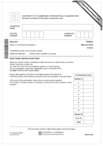 www.XtremePapers.com 9700/41 UNIVERSITY OF CAMBRIDGE INTERNATIONAL EXAMINATIONS General Certificate of Education Advanced Level