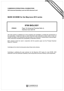9700 BIOLOGY  MARK SCHEME for the May/June 2013 series