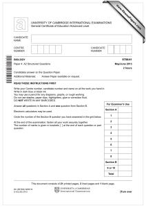 www.XtremePapers.com UNIVERSITY OF CAMBRIDGE INTERNATIONAL EXAMINATIONS General Certificate of Education Advanced Level 9700/41