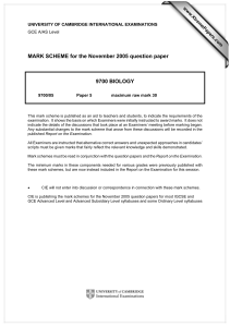 MARK SCHEME for the November 2005 question paper  9700 BIOLOGY www.XtremePapers.com