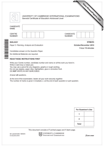 www.XtremePapers.com UNIVERSITY OF CAMBRIDGE INTERNATIONAL EXAMINATIONS General Certificate of Education Advanced Level 9700/53