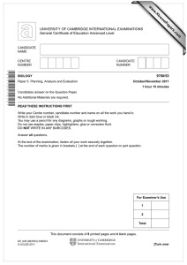 www.XtremePapers.com UNIVERSITY OF CAMBRIDGE INTERNATIONAL EXAMINATIONS General Certificate of Education Advanced Level 9700/53