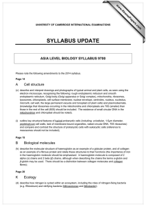 SYLLABUS UPDATE AS/A LEVEL BIOLOGY SYLLABUS 9700 www.XtremePapers.com