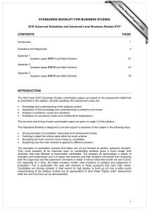 www.XtremePapers.com STANDARDS BOOKLET FOR BUSINESS STUDIES CONTENTS PAGE