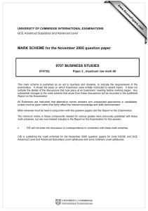 MARK SCHEME for the November 2005 question paper  9707 BUSINESS STUDIES www.XtremePapers.com