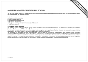 AS/A LEVEL BUSINESS STUDIES SCHEME OF WORK www.XtremePapers.com